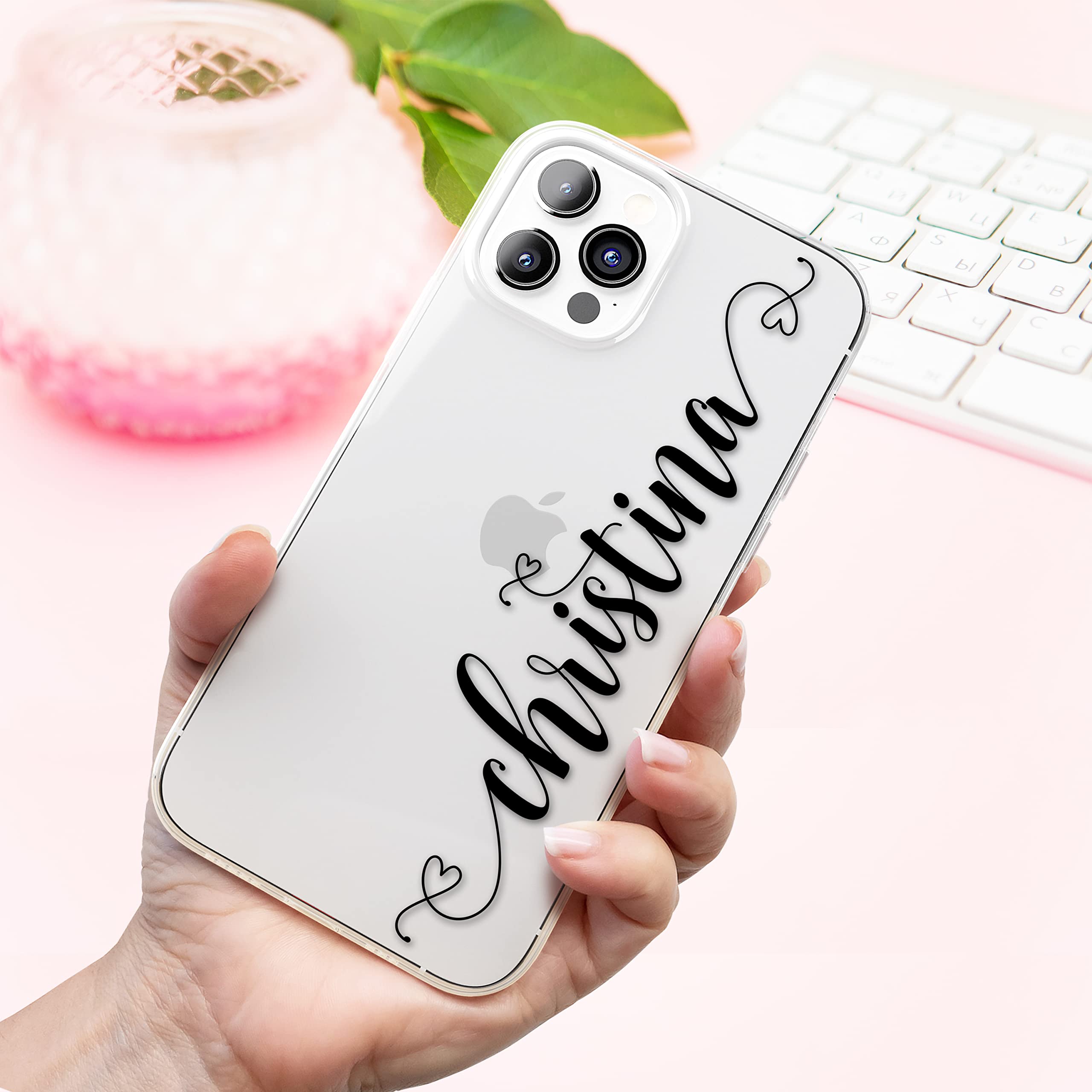 Case Charming Custom Case for iPhone 15 Pro Max 14 Plus 13 mini 12 11 Xs Xr X 10s 10r 10 8 7 Se Personalize Handwriting Name Monogram Clear Phone Cover Slim Soft