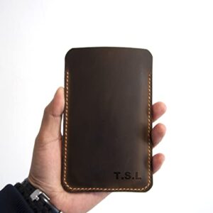 Turbosnail Personalized Distressed Brown leather iPhone 15 14 13 Pro Max sleeve/iPhone X XR XS Max sleeve pouch/iPhone 14 13 mini case sleeve,Case for iPhone 15 Christmas Gift