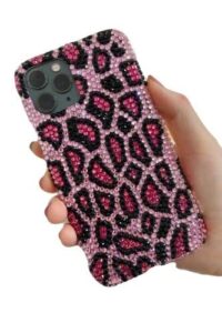 leopard animal print phone case cute glitter crystal phone cases customize gifts phone case leopard print pink/brown for iphone 11/12/13/14/xr/xs max/7/8 plus