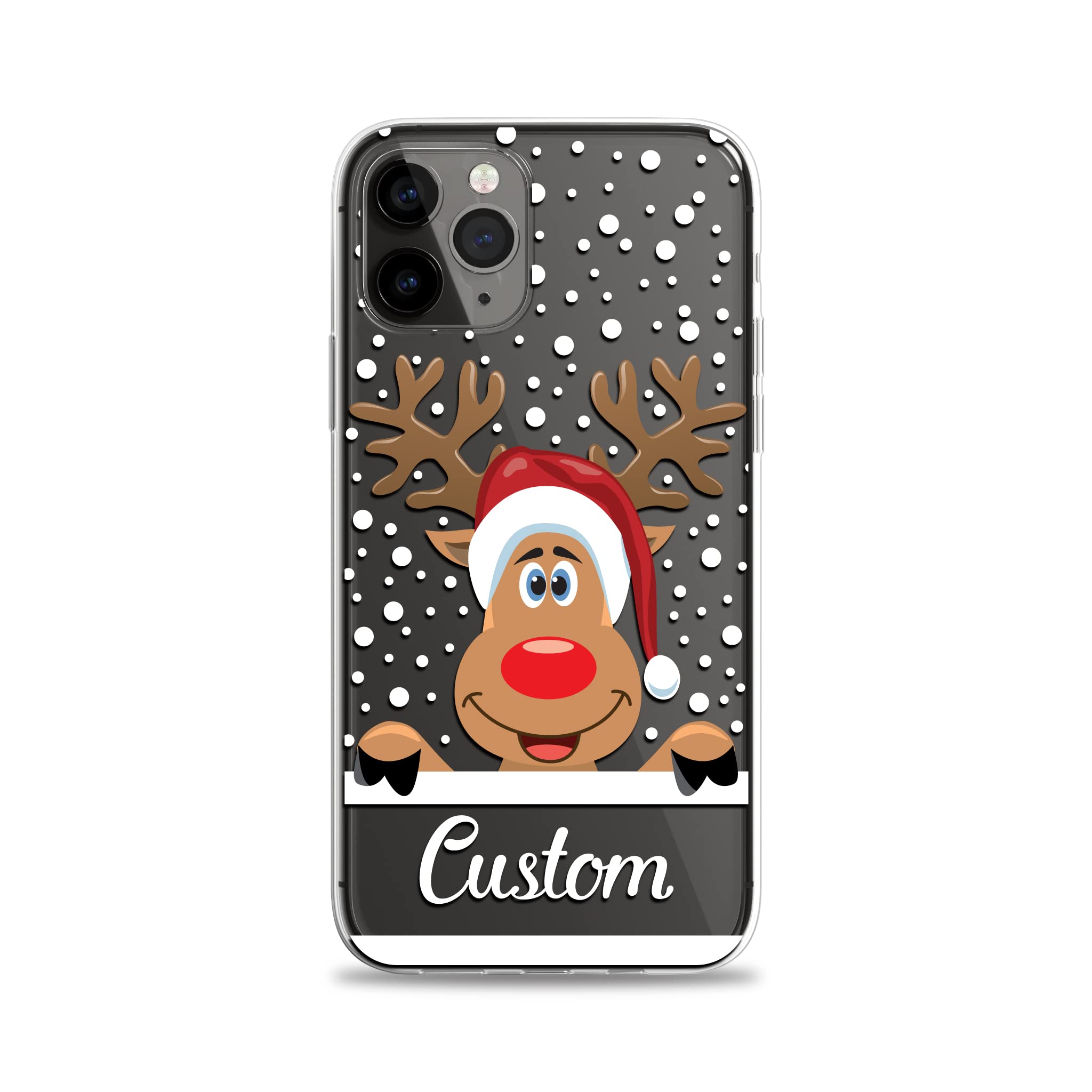 Case Charming Christmas Reindeer Personalized Case for iPhone 15 14 Pro Max 13 mini 12 11 XS XR X 10S 10R 10 8 Plus 7 SE Custom Clear Slim Soft Flexible TPU Rubber Phone Cover