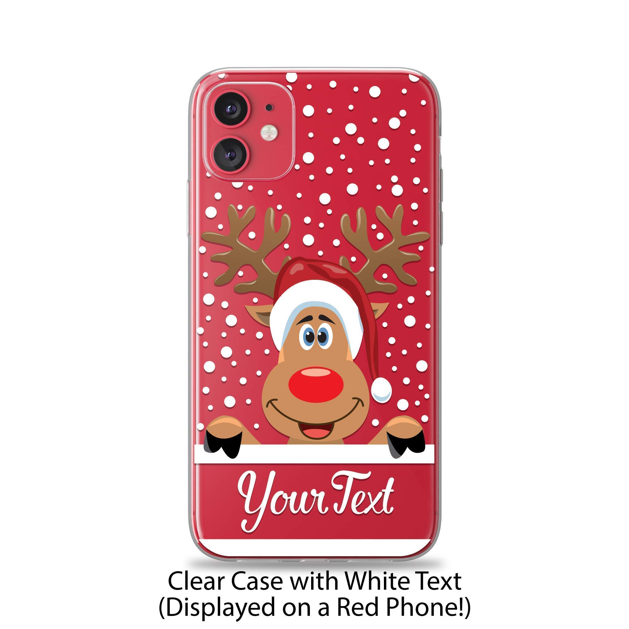 Case Charming Christmas Reindeer Personalized Case for iPhone 15 14 Pro Max 13 mini 12 11 XS XR X 10S 10R 10 8 Plus 7 SE Custom Clear Slim Soft Flexible TPU Rubber Phone Cover