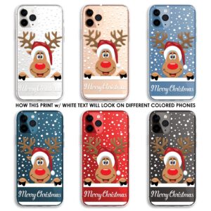 Case Charming Christmas Reindeer Personalized Case for iPhone 15 14 Pro Max 13 mini 12 11 XS XR X 10S 10R 10 8 Plus 7 SE Custom Clear Slim Soft Flexible TPU Rubber Phone Cover