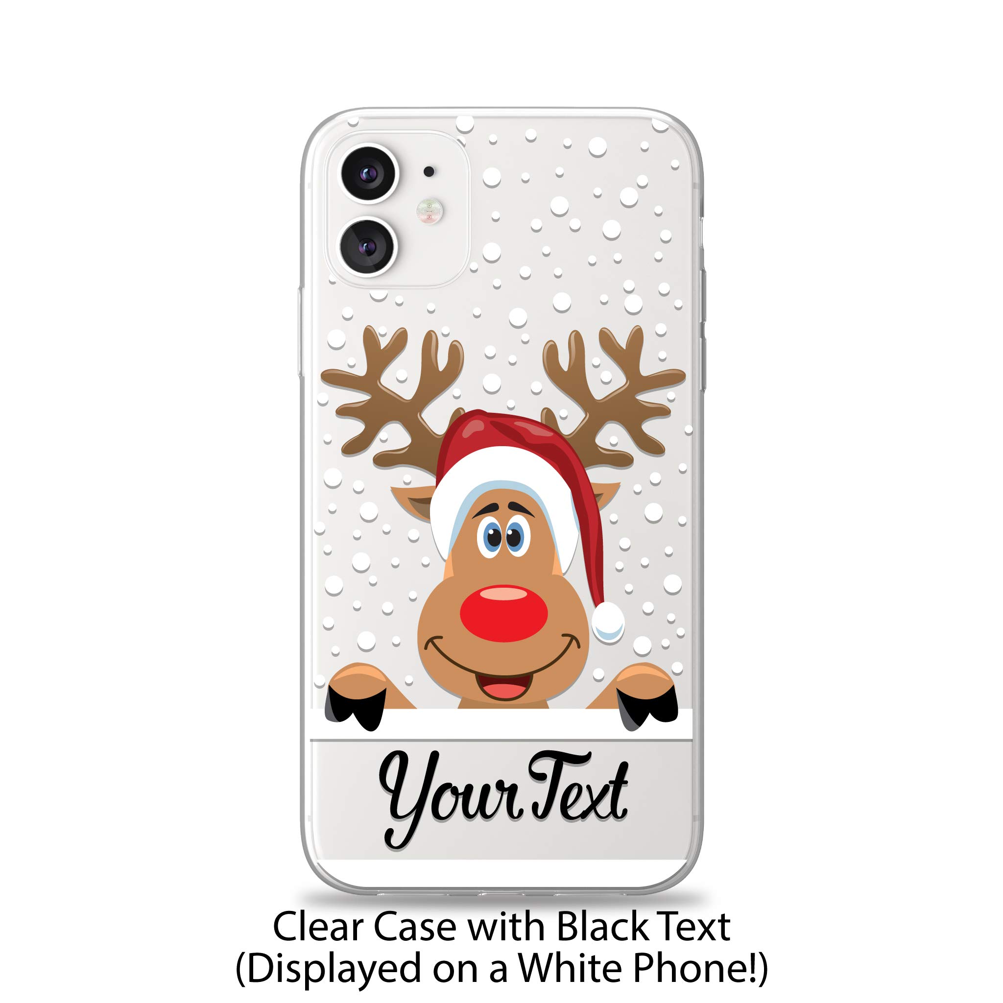 Case Charming Christmas Reindeer Personalized Case for iPhone 15 14 Pro Max 13 mini 12 11 XS XR X 10S 10R 10 8 Plus 7 SE Custom Clear Slim Soft Flexible TPU Rubber Phone Cover