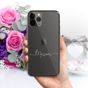 Case Charming Personalized Case for iPhone 15 Pro Max 14 Plus 13 mini 12 11 Xs Xr X 10s 10r 10 8 7 Se Custom Name Monogram Cute Heart Handwritten Script Slim Soft Clear See Through Gel Cover