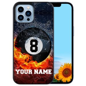 personalized billiard balls name number on water fire design rubber cover phone case for iphone15 14 11 12 13 pro max xr xs max 8 plus 6s plus custom billiard phone case