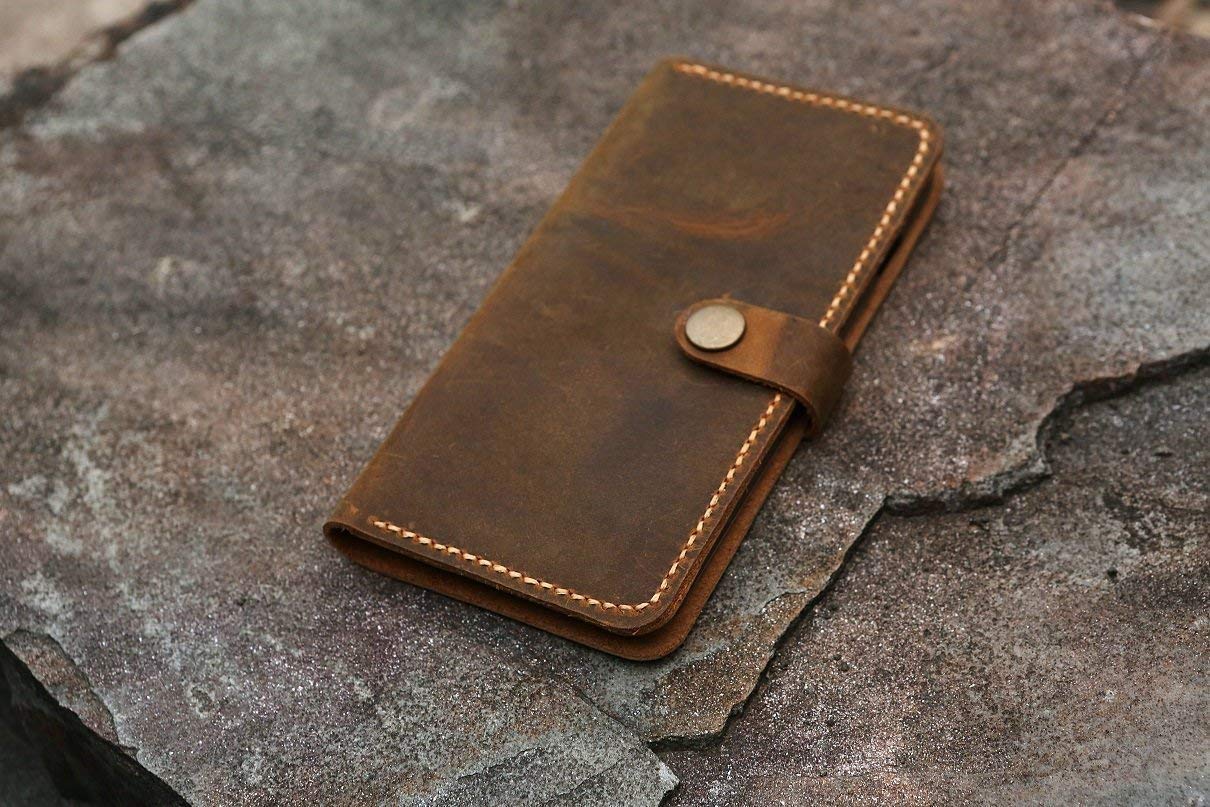 Personalized leather Wristlet iPhone 15 14 13 12 Pro Max wallet case/distressed leather iPhone 14 plus 13 12 mini wallet cover IP05MW-B