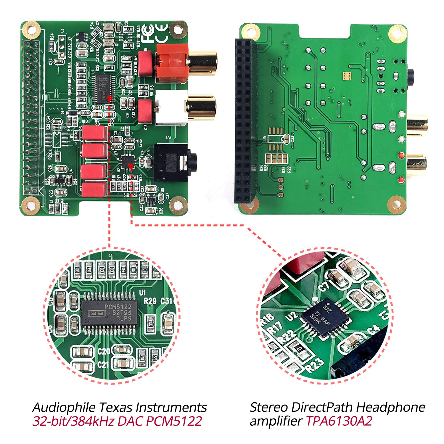 InnoMaker Raspberry Pi HIFI DAC HAT PCM5122 HIFI DAC Audio Card Expansion Board for Raspberry Pi 5 4 3 B+ Pi Zero etc. (DAC HAT)