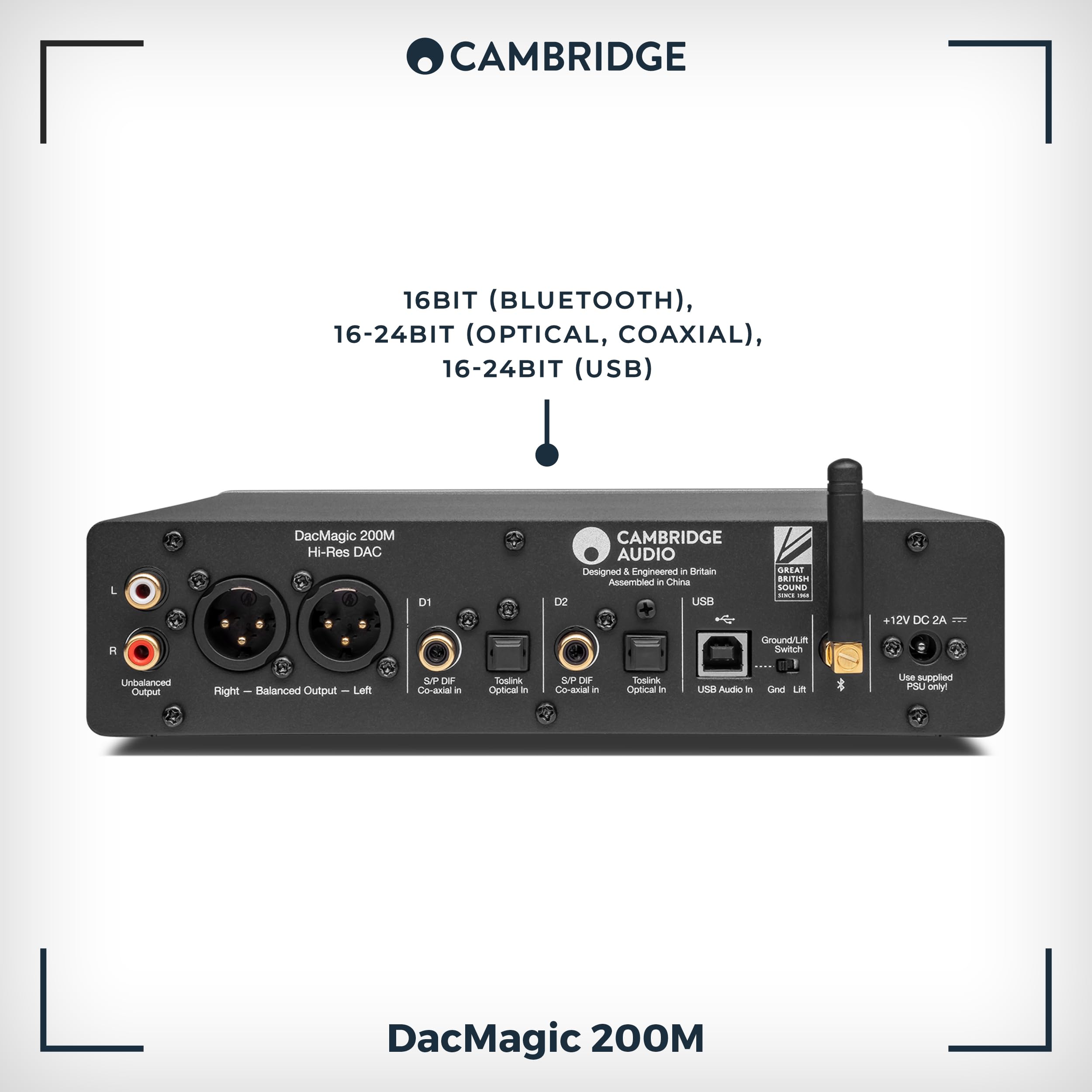 Cambridge Audio DacMagic 200M - MQA HiFi DAC and Headphone Amplifier with Bluetooth - PC/MAC Support with USB Connection - Handle Digital Files up to 24/768 or DSD512 - Lunar Grey