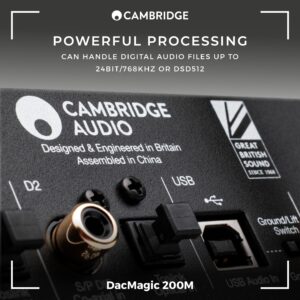 Cambridge Audio DacMagic 200M - MQA HiFi DAC and Headphone Amplifier with Bluetooth - PC/MAC Support with USB Connection - Handle Digital Files up to 24/768 or DSD512 - Lunar Grey