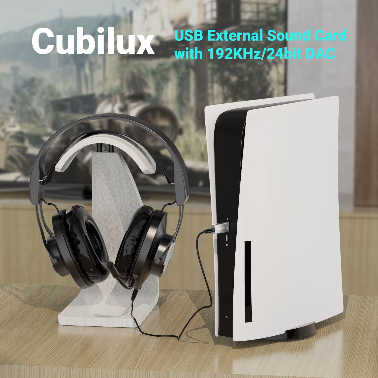 Cubilux USB to 3.5mm Audio Adapter with 192KHz/24bit DAC, USB A to 1/8” TRRS Stereo Combo Headphone Jack Dongle Compatible with Mac Pro/Mini, PS5 PS4, Windows Linux Laptop PC Computer Raspberry Pi