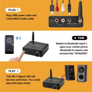 192kHz Digital to Analog Converter Bluetooth 5.0 Receiver DAC with 16-300Ω Headphone Amplifier Optical/Coaxial to RCA 3.5mm Audio Output with Volume Control for TV Phone Tablet (normal, basic)