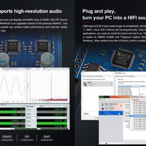 Topping E30 II DAC Preamp Audio Decoder- 2xAK4493S Hi-Res XMOS XU208 DAC 32Bit/768kHz DSD512 DSD Direct Mode for USB/Coax/Opt Inputs RCA HiFi Stereo Digital Audio Decoder(Black)