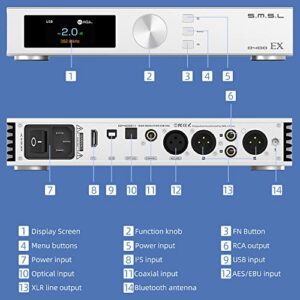 S.M.S.L D400EX HiFi Fever Dac Pure Decoder,AK4499EX (x2)+AK4191(x1) Chip,MQA Full Decoding,USB/Optical/Coaxial/Bluetooth,5xOPA1612A+4xLME49720 (with Remote Control)