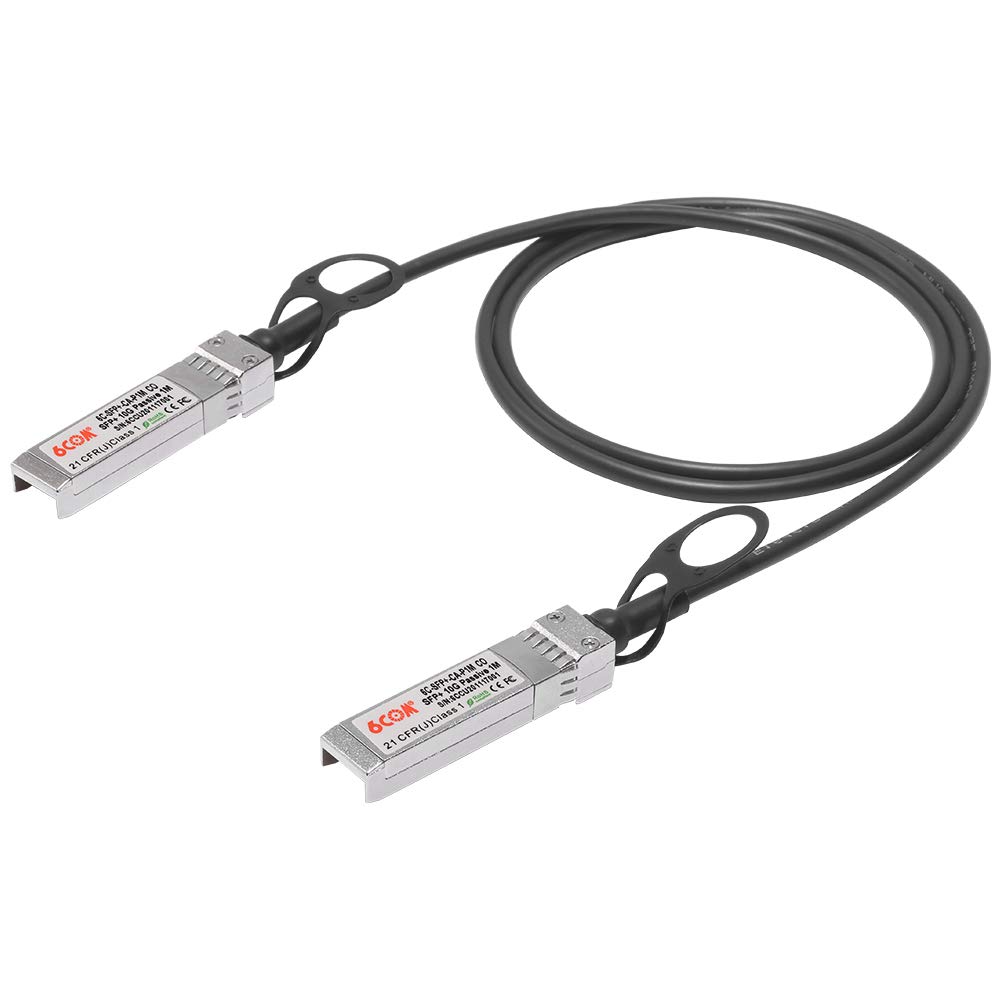 6COM 10G SFP+ DAC Cable, 1 M (3.3ft) Passive Twinax Cable, Direct Attach Copper, SFP+ to SFP+, 10GBASE-CU Cable for Cisco, Ubiquiti, D-Link, Supermicro, Netgear, Mikrotik, 1 Meter