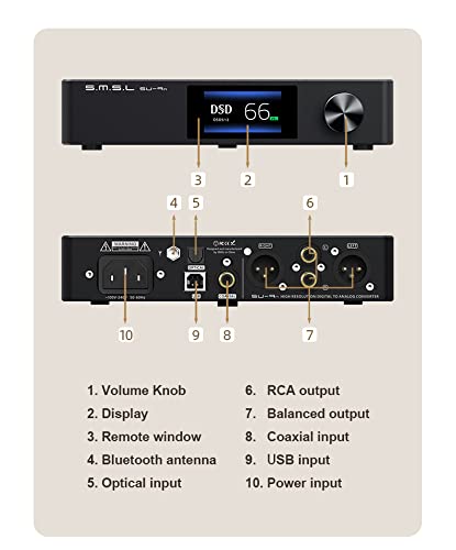 S.M.S.L SU-9n ES9038PRO XMOS XU208 Bluetooth 5.0 SMSL DSD512 RCA/XLR LDAC APTX/HD Decoder High Resolution Audio DAC