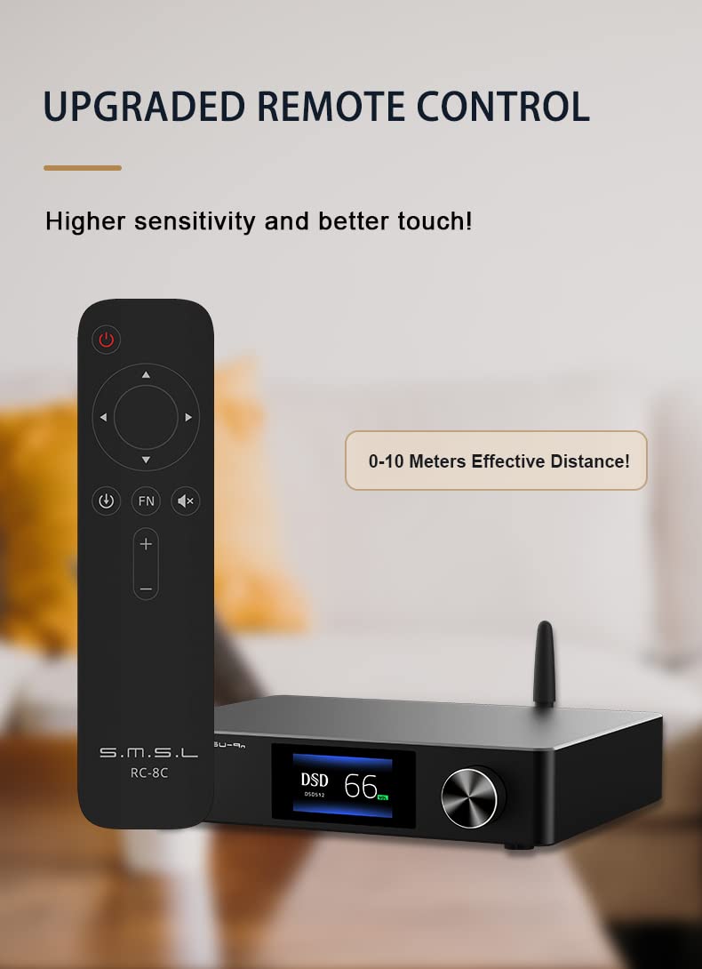 S.M.S.L SU-9n ES9038PRO XMOS XU208 Bluetooth 5.0 SMSL DSD512 RCA/XLR LDAC APTX/HD Decoder High Resolution Audio DAC