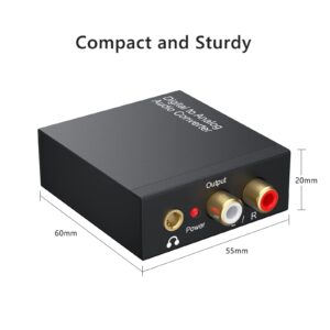 DAC 192KHz Digital to Analog Audio Converter, Optical to RCA Adapter with Optical Coaxial Cable, Toslink Optical to 3.5mm Adapter for PS4 HD DVD Home Cinema Systems