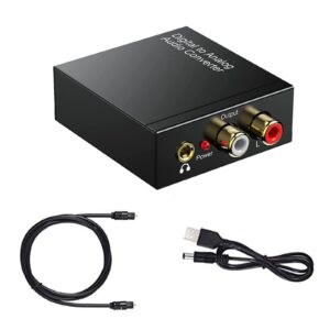 192khz digital to analog audio converter, xafissy optical to rca converter with optical coaxial cable 3.5mm jack dac for tv dvd ps3 amp receiver speaker