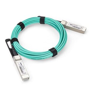 10g sfp+ aoc cable - 10gbase sfp+ active optical cable, om3 mmf direct-attach fiber cable with sfp+ connectors, for cisco sfp-10g-aoc5m, ubiquiti unifi, mikrotik, d-link, supermicro, netgear, 5m(16ft)