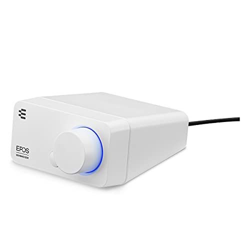 EPOS GSX 300 - External Computer Sound Card - High-Resolution Stereo & 7.1 Surround Sound - LED Volume Dial; Customizable Smart Button - Windows 10 Synchronized - Snow Edition