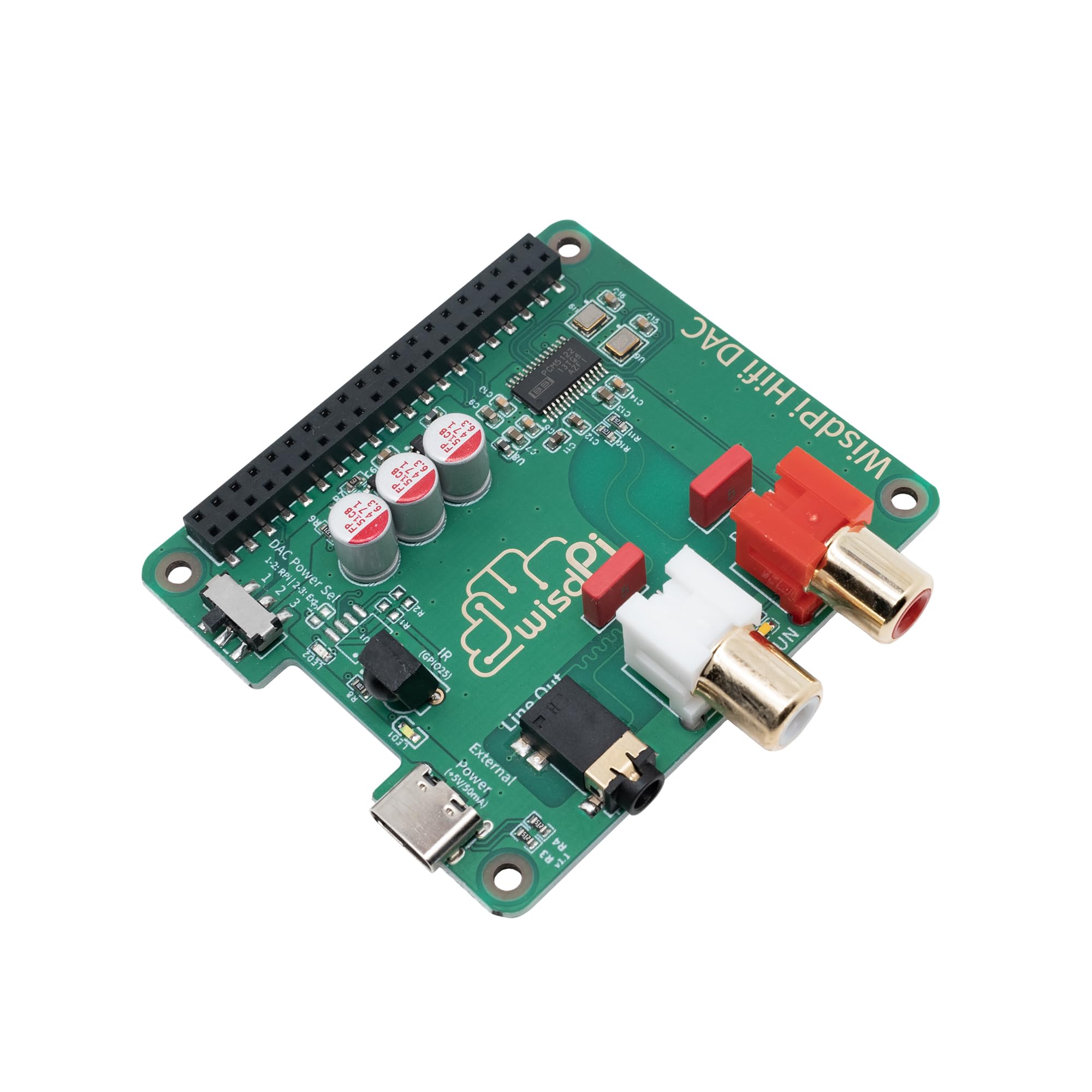 Raspberry Pi HiFi DAC HAT Audio Card Expansion Board for Raspberry Pi 4, Pi 3 B+, Pi 3 B, Pi 2, Pi B+, Pi Zero/Zero W