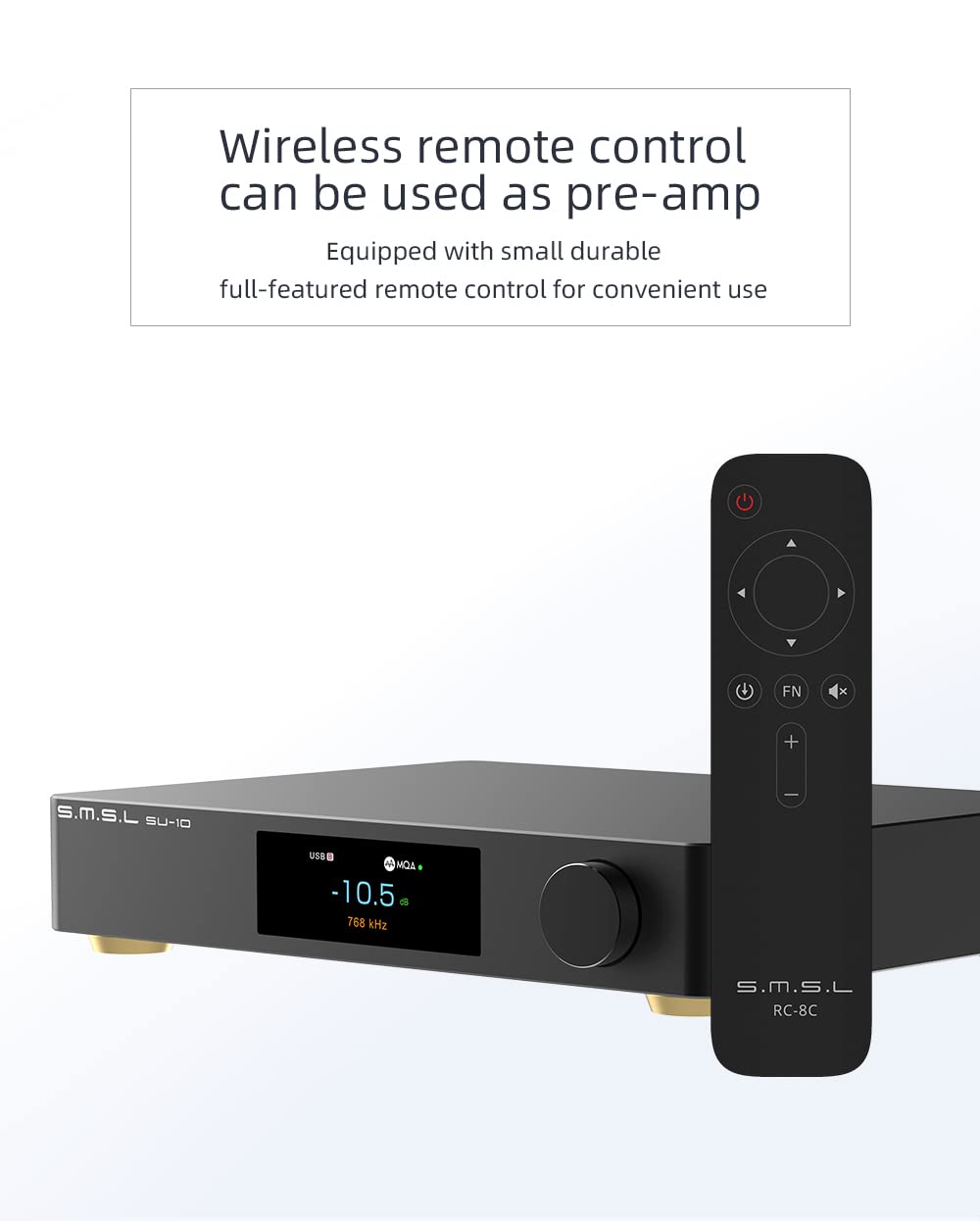 S.M.S.L SU-10 MQA Decoder Dual ES9038PRO Support MQA-CD High-Performance Audio DAC 32Bit/768kHz DSD512 Hi-Res Audio Support LDAC,Aptx/HD,SBC,AAC