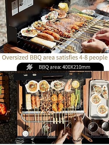 Naturehike Charcoal Grills Portable Charcoal Grill BBQ Grill Small Folding Tabletop Grill Mini Stainless Steel Outdoor Cooking Propane Grill Camping Beach Traveling Picnic Backyard (Gray)