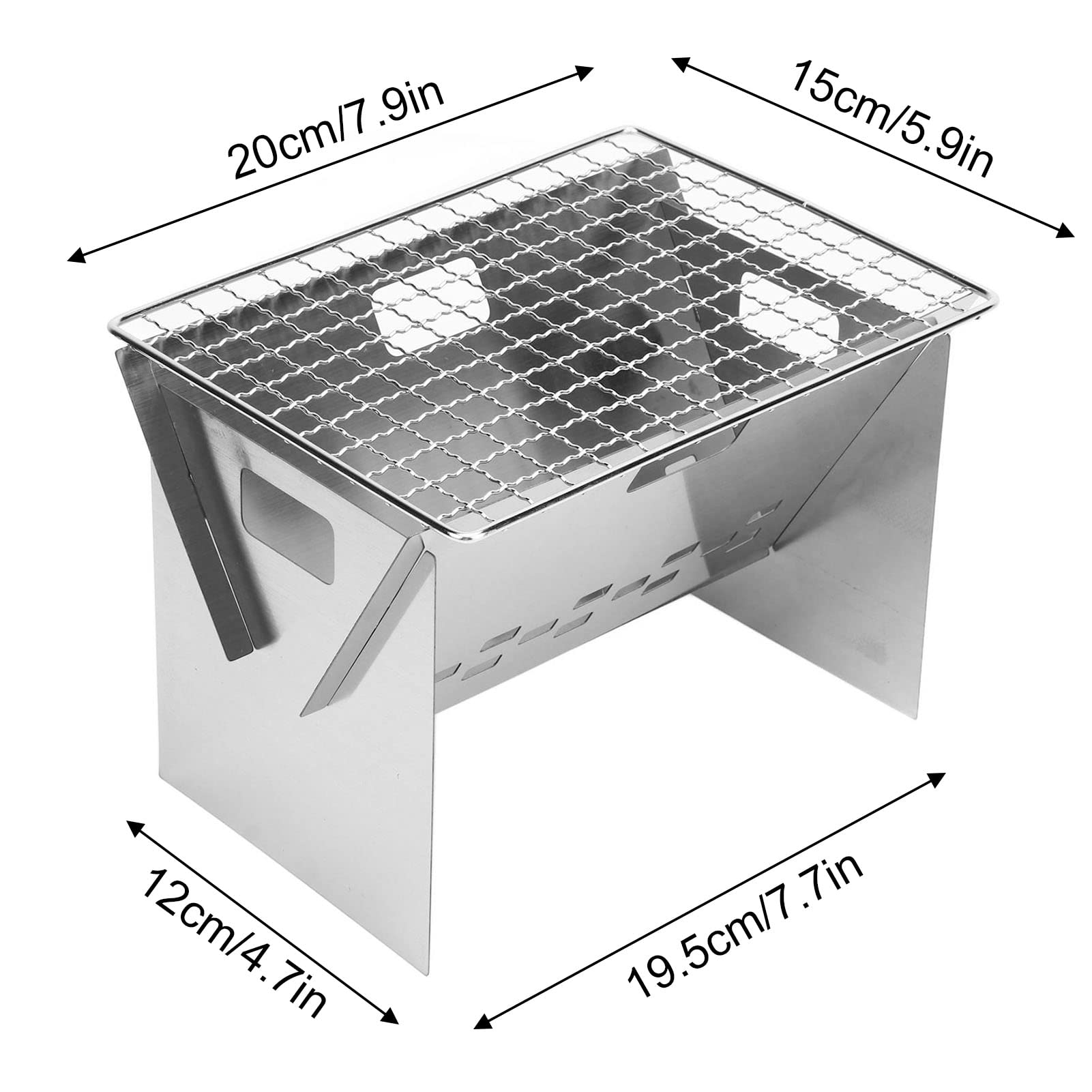 Vbestlife Folding Charcoal BBQ Grill, Thickened Stainless Steel Mini Detachable Portable Barbecue Grill for Barbecue Boiling Water Cooking Heating