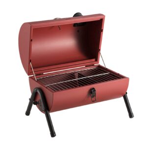 portable charcoal grill mini bbq grill with lid and thermometer, tabletop small barbecue grill & smoker, compact outdoor cooking grill for 3-5 people backyard picnics beach camping,red