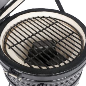 Vasitelan 13 inch Portable Ceramics Charcoal Grill,Kamado BBQ Charcoal Grill (Style 2-Black)