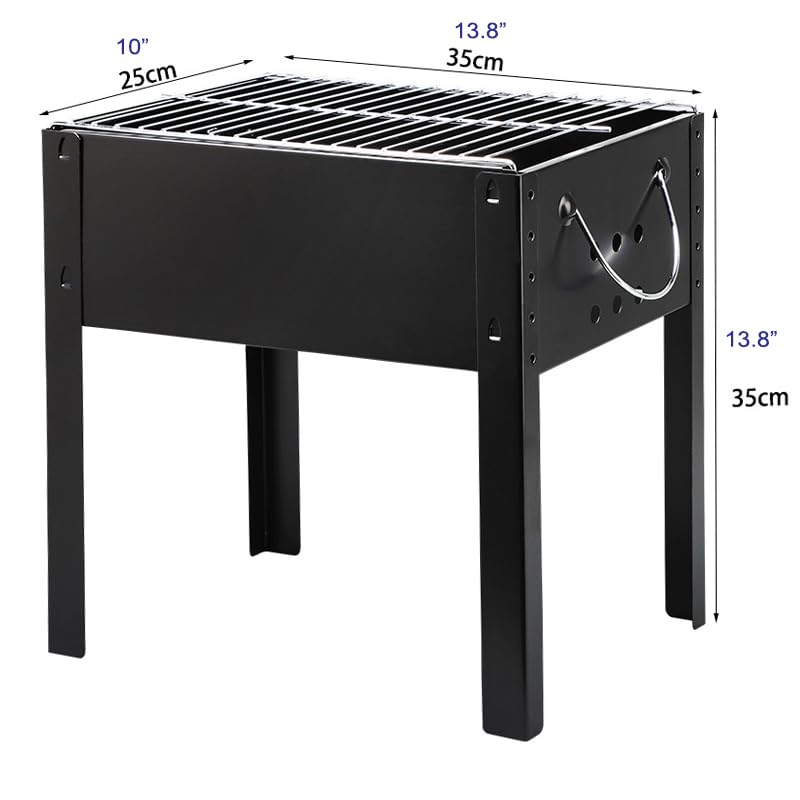 Portable Grill Stand Charcoal Detachable BBQ Grill, Mini Tabletop Camping Barbecue Grill by Amebee for Outdoor Backyard Charcoal Barbecue Grill Party (Portable Grill Stand)