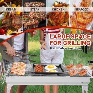 Outvita Portable Charcoal Grill, 39 x 12x 28" Foldable Barbecue Grill, Stainless Steel BBQ Grill for Outdoor Cooking Camping Hiking Picnic Garden Beach Party(Large)