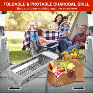 Outvita Portable Charcoal Grill, 39 x 12x 28" Foldable Barbecue Grill, Stainless Steel BBQ Grill for Outdoor Cooking Camping Hiking Picnic Garden Beach Party(Large)