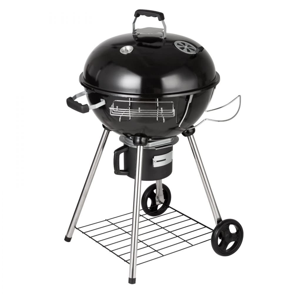 22 inch Portable Charcoal Grill, Propane Gas Kettle Grills with Cover, Iron & Steel Small BBQ Grill, Mini Tabletop Smoker for Outdoor Cooking, Barbecue Camping, Picnic, Patio and Backyard, Black