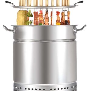 INLETTER Portable Vertical Charcoal Smoker Grill Barrel Grill with 28 Skewers, Outdoor Indoor Camping Smokeless Charcoal Barbecue Grill BBQ,L