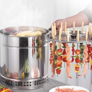 INLETTER Portable Vertical Charcoal Smoker Grill Barrel Grill with 28 Skewers, Outdoor Indoor Camping Smokeless Charcoal Barbecue Grill BBQ,L