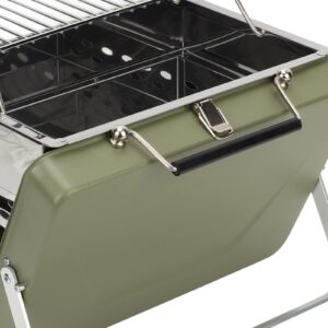 Folding Barbecue Grill, Portable Charcoal BBQ Grill Mini Wavy Grid for Backyard Picnic(Green) Camping Sports