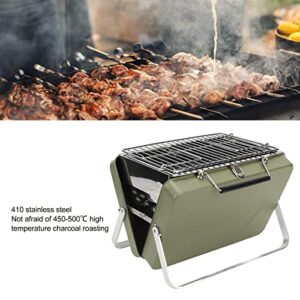 Portable Charcoal BBQ Grill, Mini Non Stick Folding Barbecue Grill for Outdoor Cooking(Green)