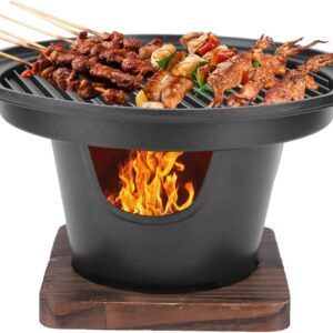 8 Inch Mini BBQ Charcoal Grill, Portable Tabletop Grill Smokeless Desk Barbecue Tabletop Non Stick Grill for Indoor Outdoor Cooking Camping Picnics