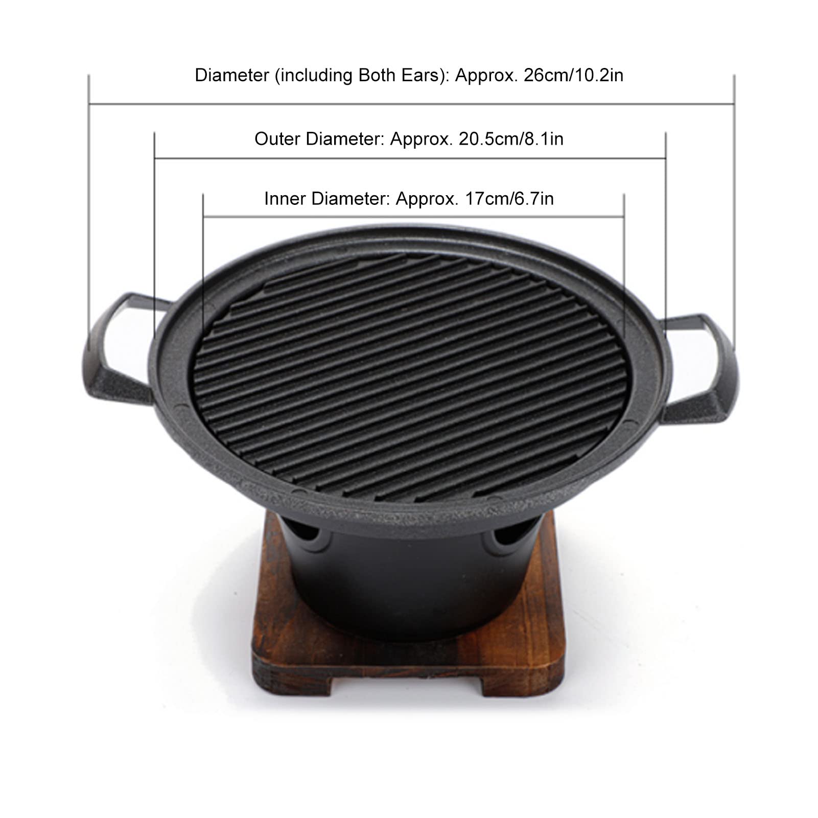 8 Inch Mini BBQ Charcoal Grill, Portable Tabletop Grill Smokeless Desk Barbecue Tabletop Non Stick Grill for Indoor Outdoor Cooking Camping Picnics