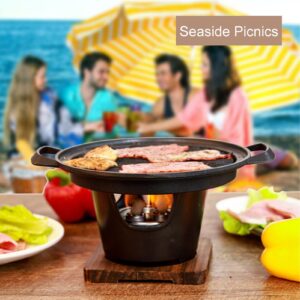 8 Inch Mini BBQ Charcoal Grill, Portable Tabletop Grill Smokeless Desk Barbecue Tabletop Non Stick Grill for Indoor Outdoor Cooking Camping Picnics