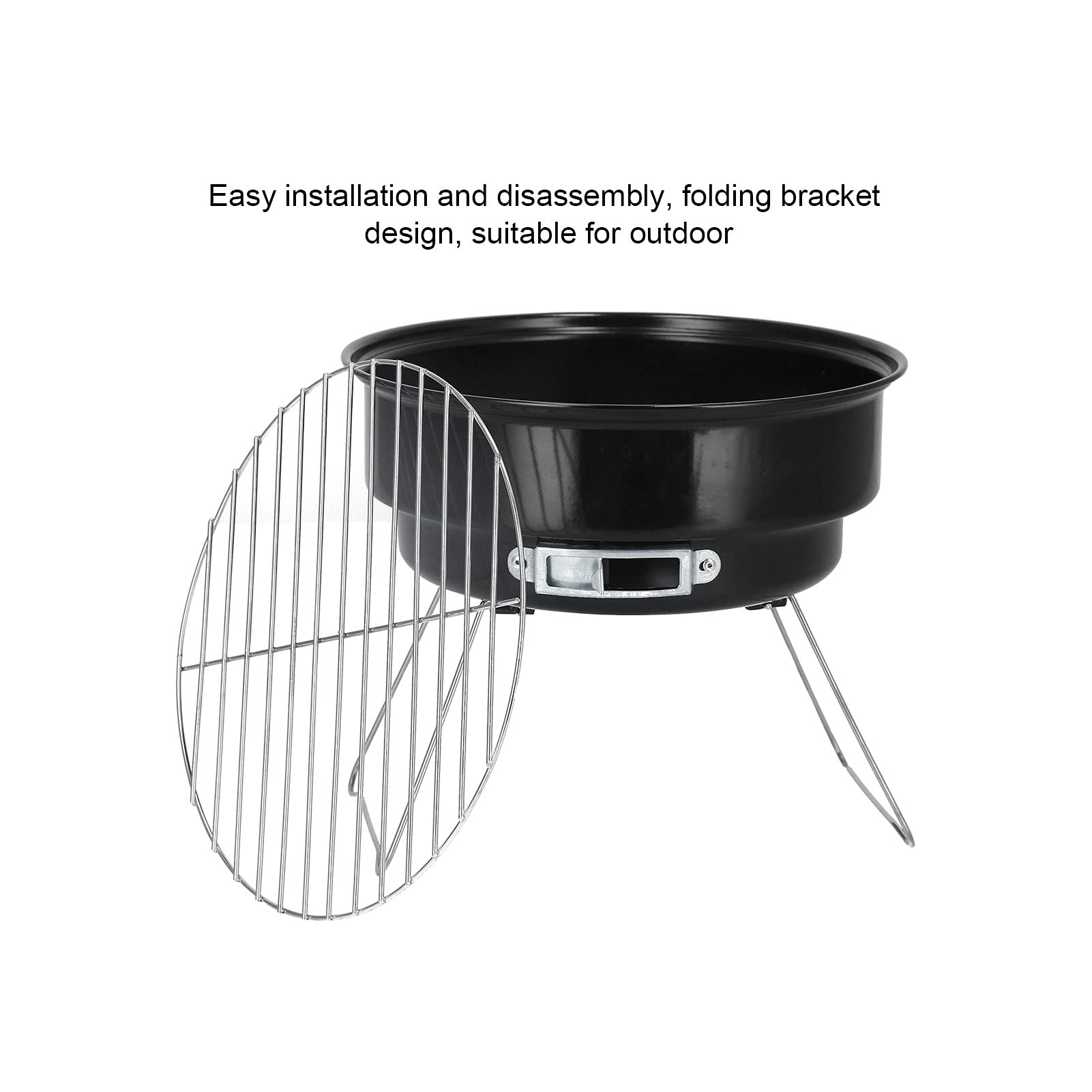 Mokernali Round Barbecue Grill, Portable Mini BBQ Grill Iron Charcoal Grill for Outdoor Cooking BBQ Camping Grill Coal Kettle Grill