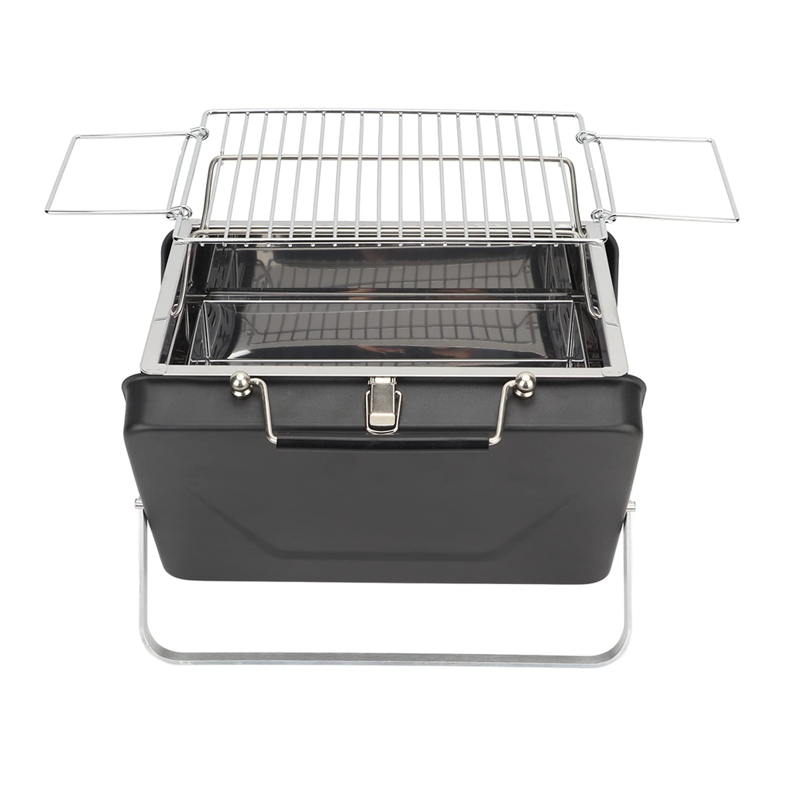 Portable Charcoal BBQ Grill, Portable Charcoal Grill High Temperature Resistant Easy Installation Mini for Backyard Picnic (Black)