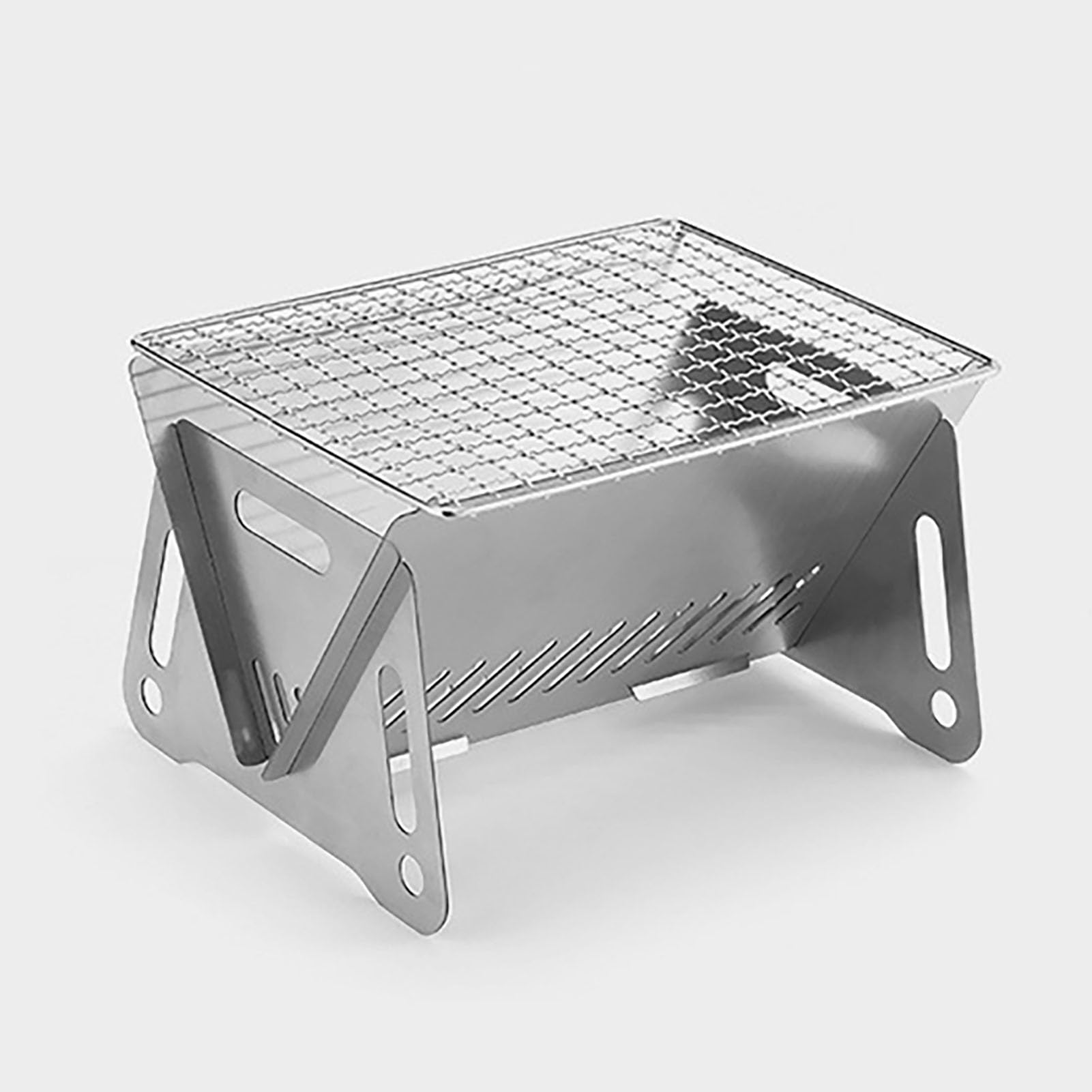 Mini Charcoal Grill, Stainless Steel Barbecue Grill,Portable and Foldable BBQ Barbecue Oven for Outdoor Cooking Camping Hiking Picnics (210mm*160mm*125mm)