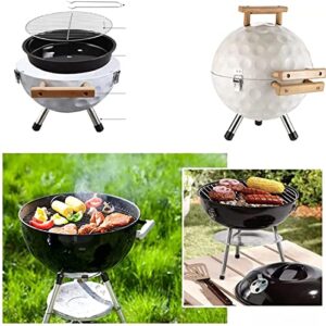 BBQ Grill Outdoor Charcoal grills Portable Charcoal Football-Shaped Oven Spherical Grill Mini Round Outdoor Charcoal Barbecue Stove Foldable Kebab Stove