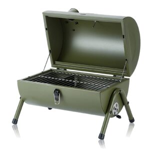 portable charcoal grill mini small bbq smoker grill for outdoor cooking camping picnic patio backyard separated large bbq space,green,42 * 37cm