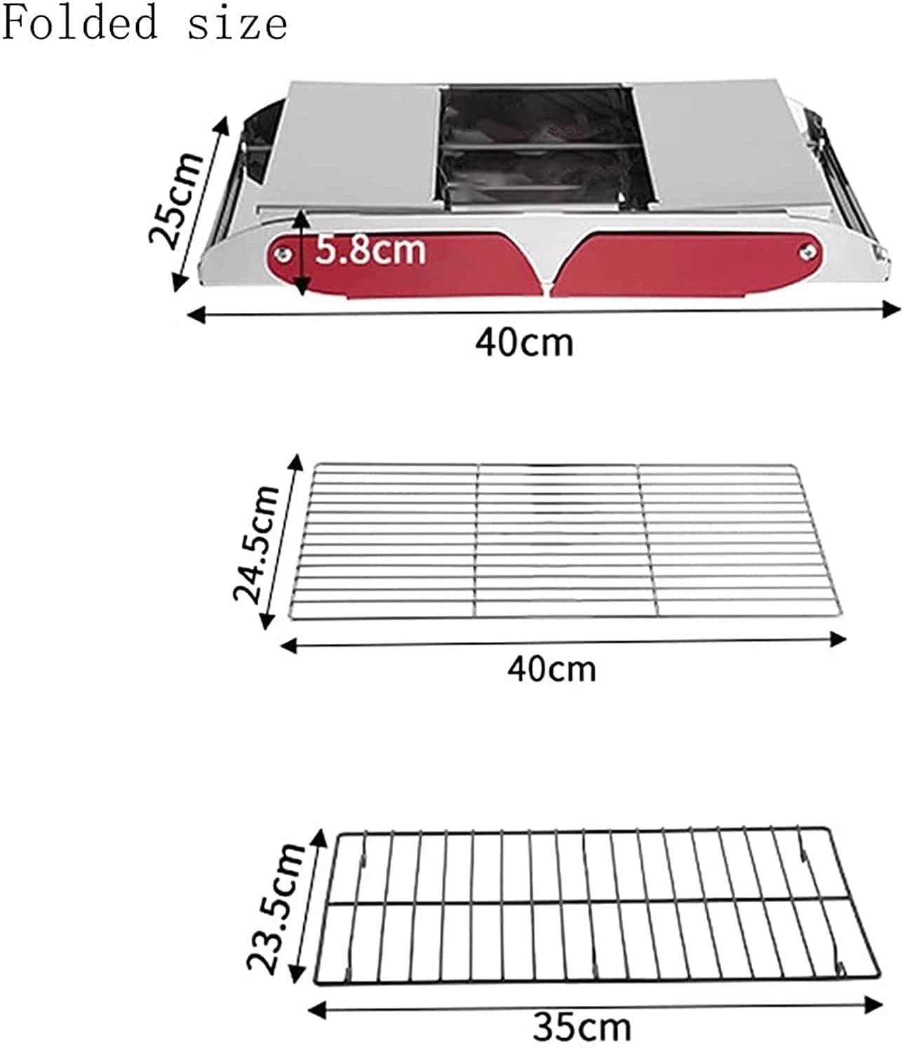 RMENST Charcoal Grill Mini Stainless Steel Folding Portable BBQ for Outdoor Cooking Camping Hiking Picnics