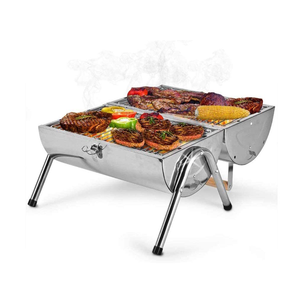 BBQ Grill Outdoor Portable Folding Charcoal Barbecue Desk, Stainless Steel BBQ Grill,charcoal Mini Grill