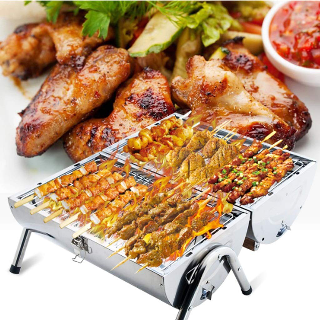 BBQ Grill Outdoor Portable Folding Charcoal Barbecue Desk, Stainless Steel BBQ Grill,charcoal Mini Grill