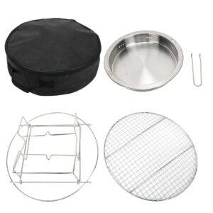 camping equipment, barbecue stove, barbecue set, round barbecue grill, stainless steel mini folding round brazier grill, eco-friendly portable charcoal grill with grill mesh